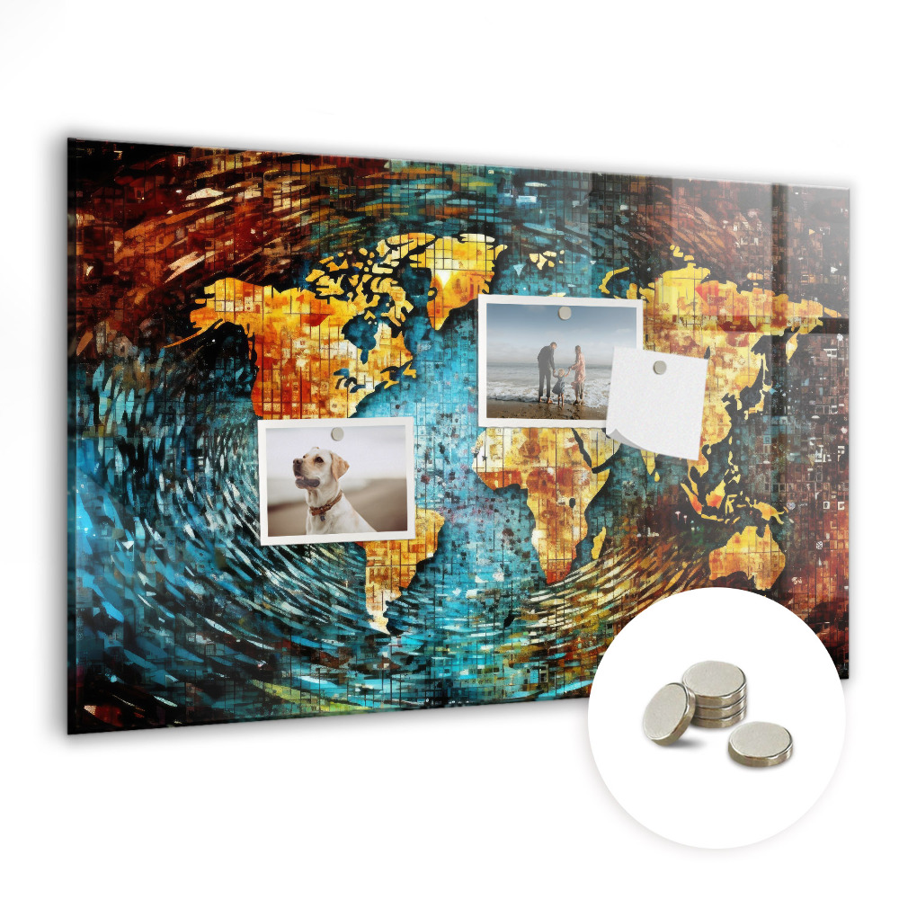 Tablica magnetyczna dla dzieci Mapa świata mozaika
