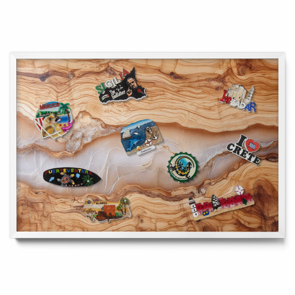 Ozdobna tablica na magnesy Struktura drewna z żywicą