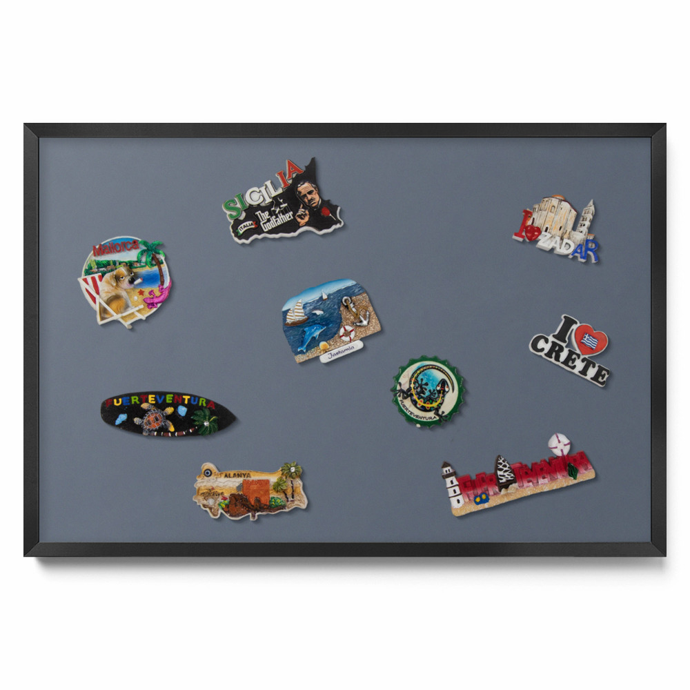 Tablica magnetyczna na magnesy z podróży Kolor chłodny szary