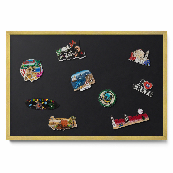 Tablica na magnesy w ramie złota Kolor czarny