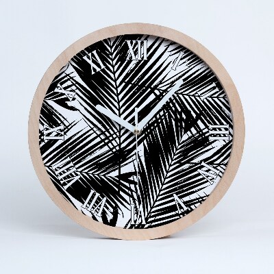 Drewniany zegar Liście palmy