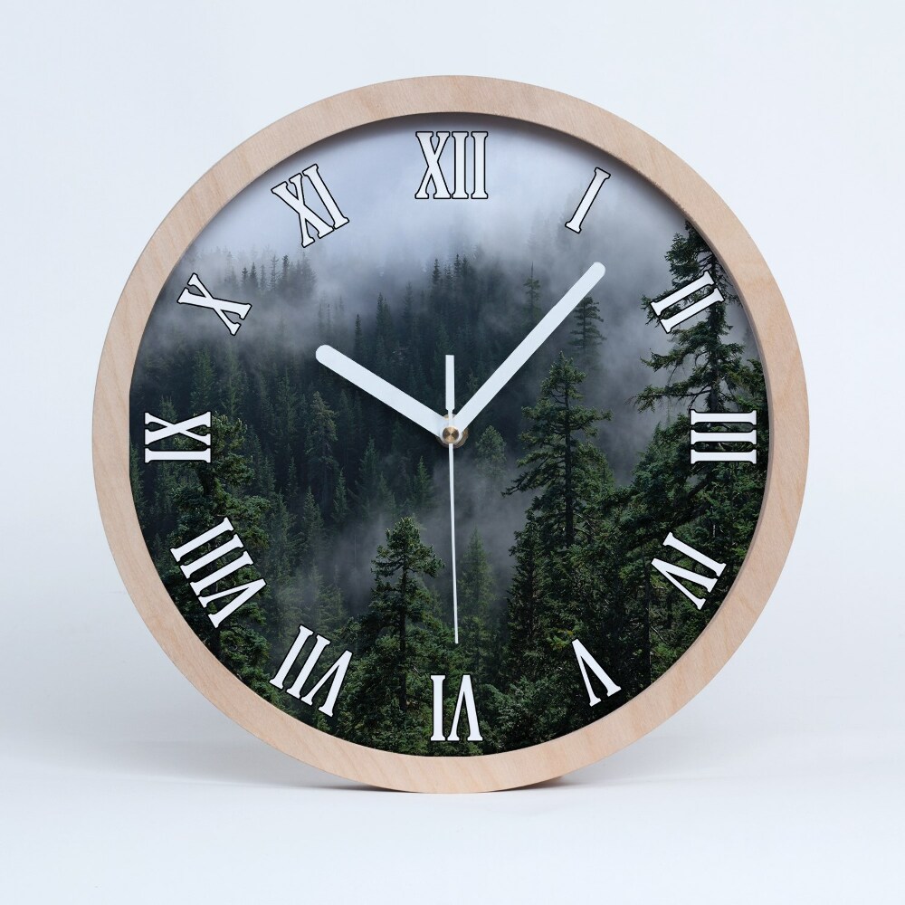 Zegar ścienny drewniany Leśna mgła
