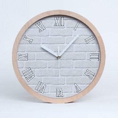 Zegar na ścianę drewniany Ceglana ściana