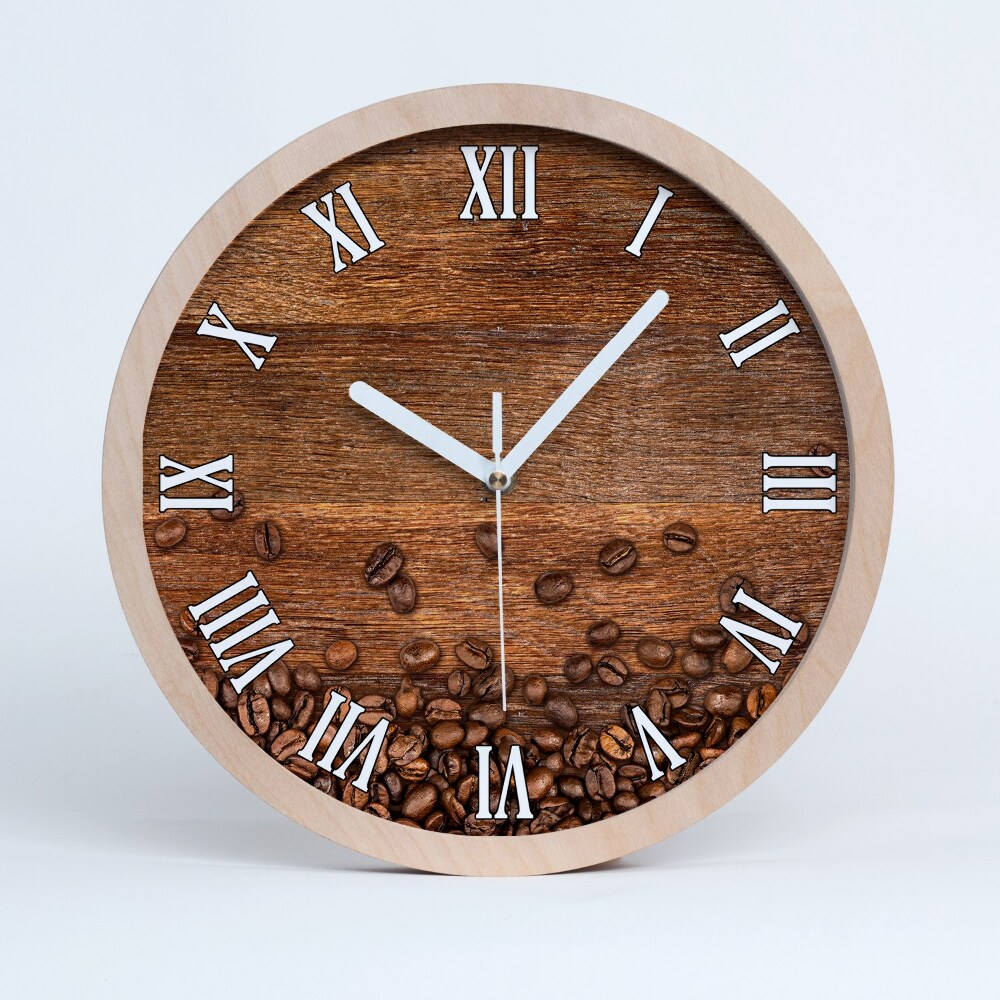 Zegar ścienny drewniany Ziarna kawy