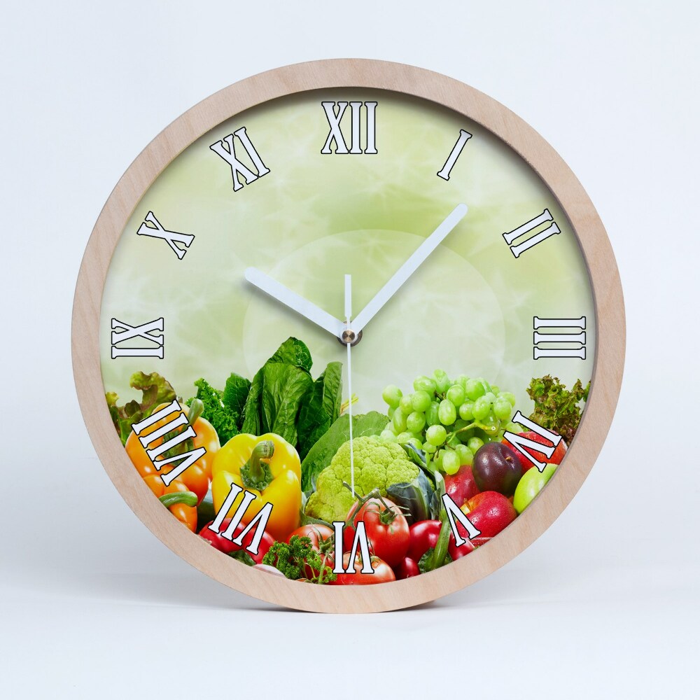 Zegar na ścianę drewniany Warzywa