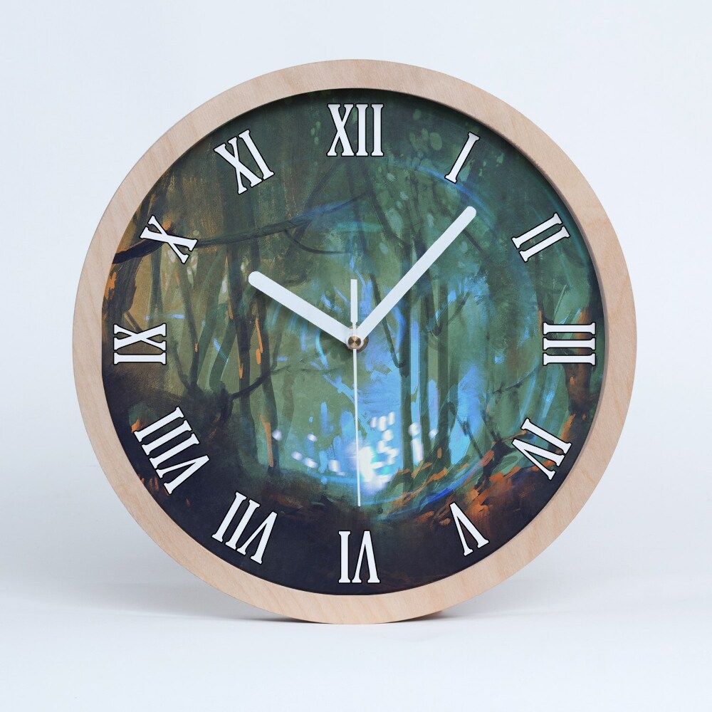 Zegar na ścianę drewniany Mistyczny las