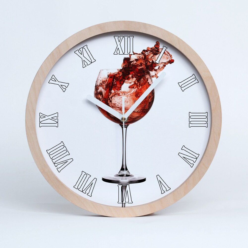 Zegar ścienny drewniany Kieliszek wina