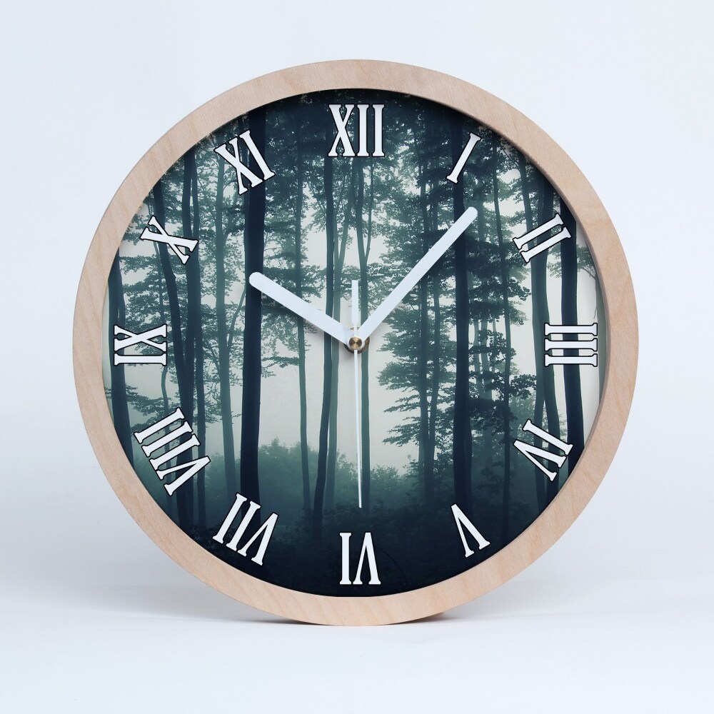 Zegar na ścianę drewniany Mgła w lesie