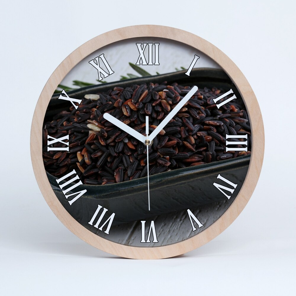 Zegar ścienny drewniany Dziki ryż w misce