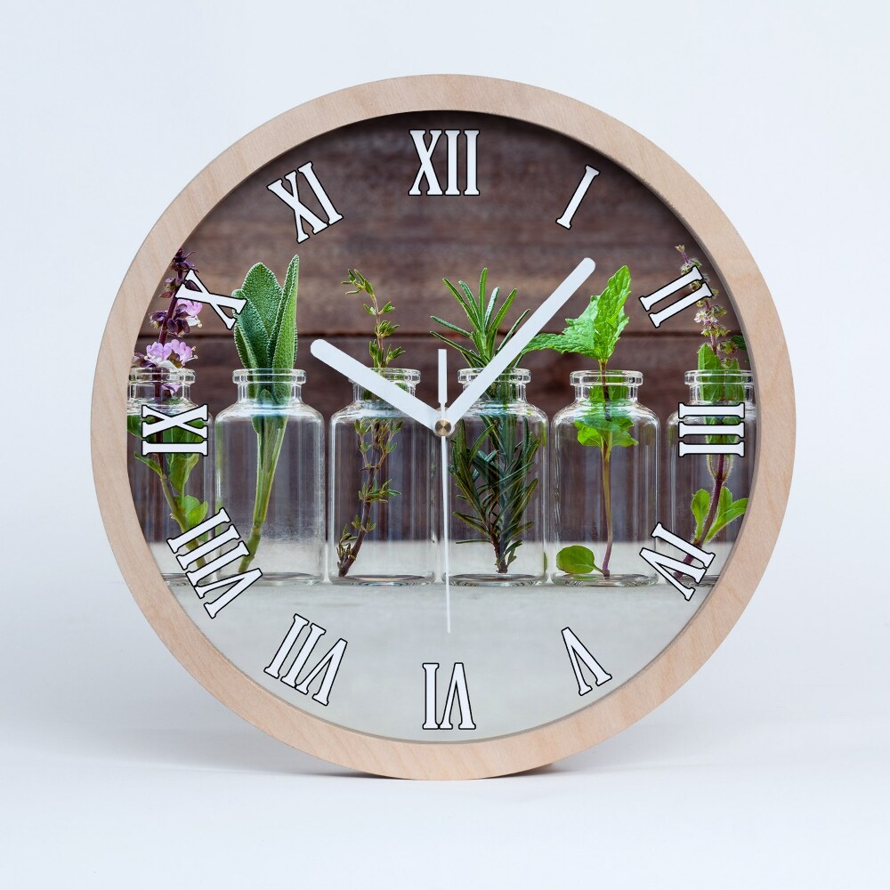 Nowoczesny zegar ścienny Rośliny w słoikach