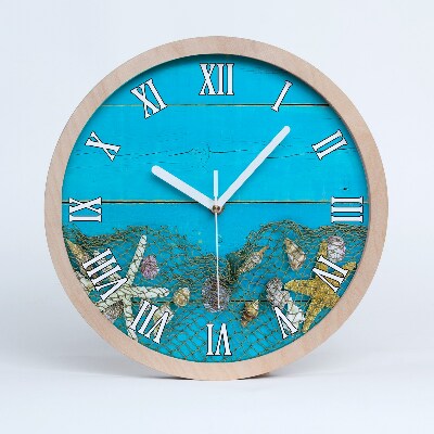 Zegar drewniany Rozgwiazdy i muszle