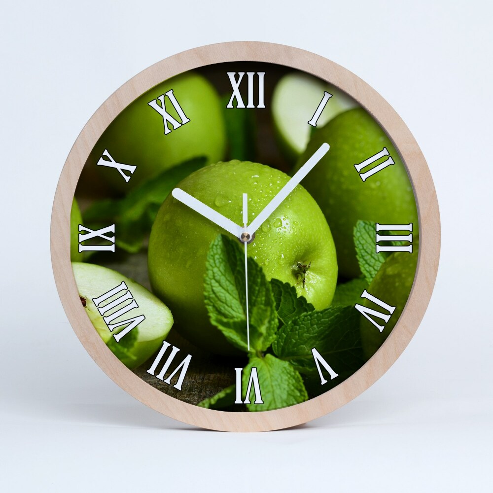Zegar drewniany Zielone jabłka