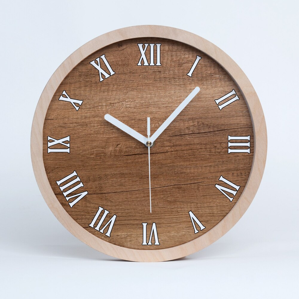Nowoczesny zegar ścienny Drewniane tło