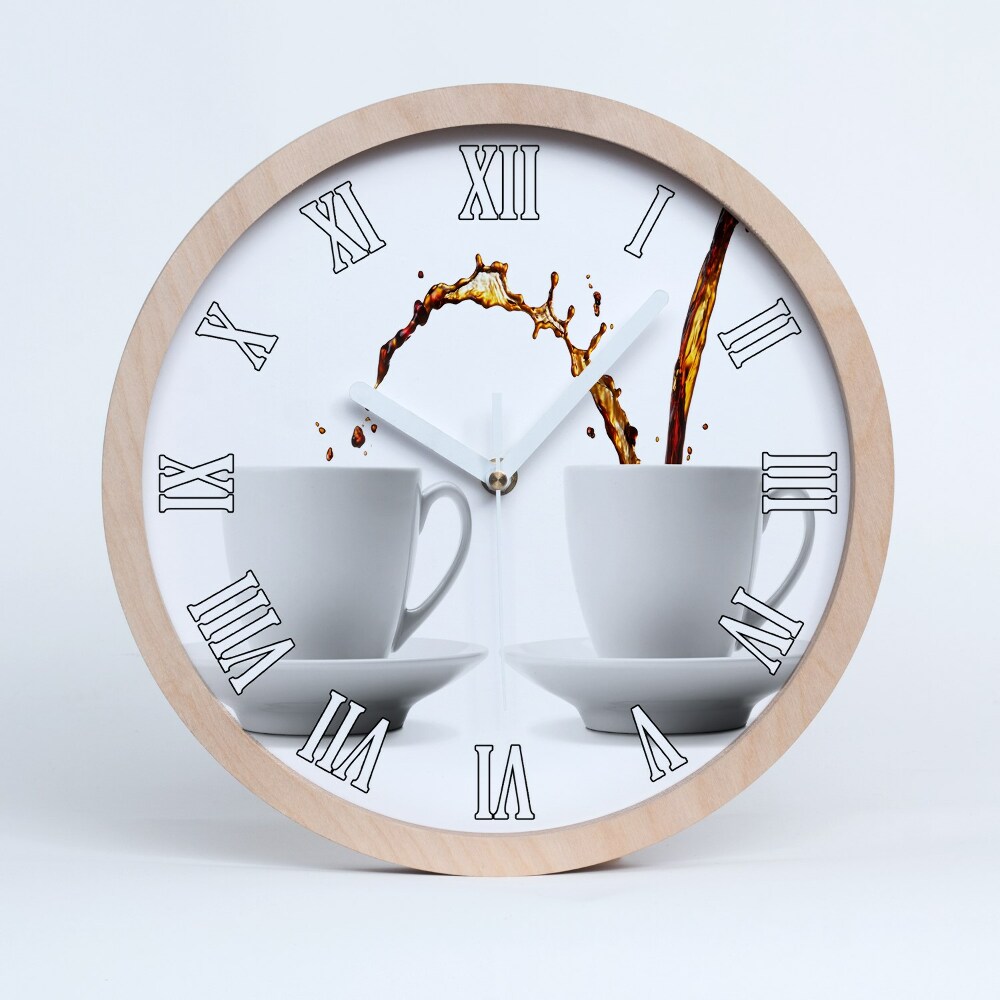 Nowoczesny zegar ścienny Lejąca się kawa