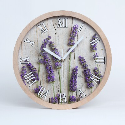 Zegar ścienny drewniany Lawenda na drewnie