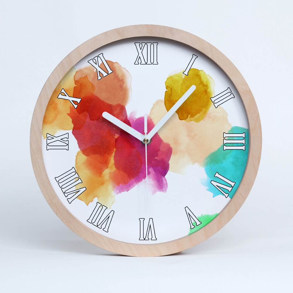 Zegar drewniany Kolorowe plamy
