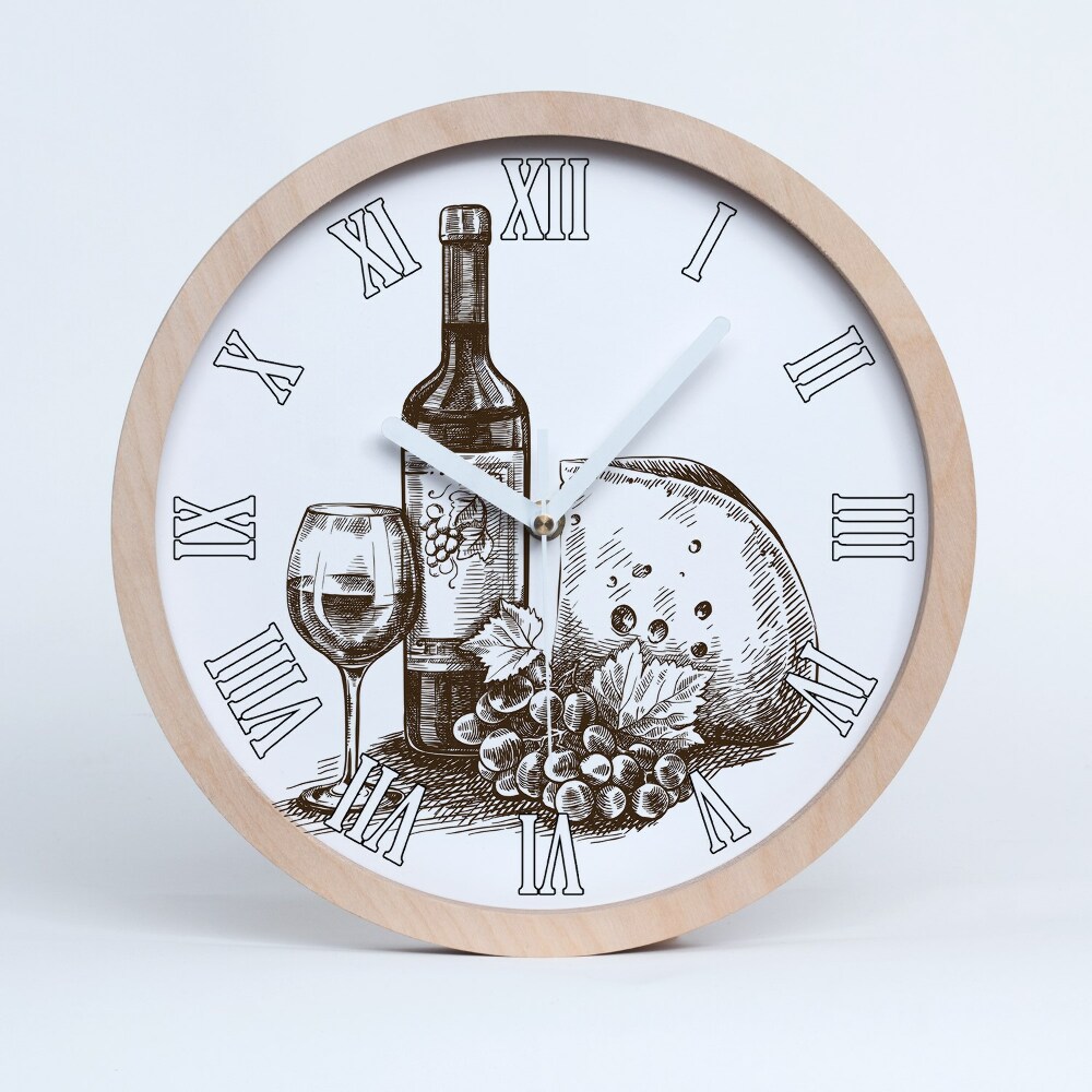 Zegar drewniany Wino i przekąski
