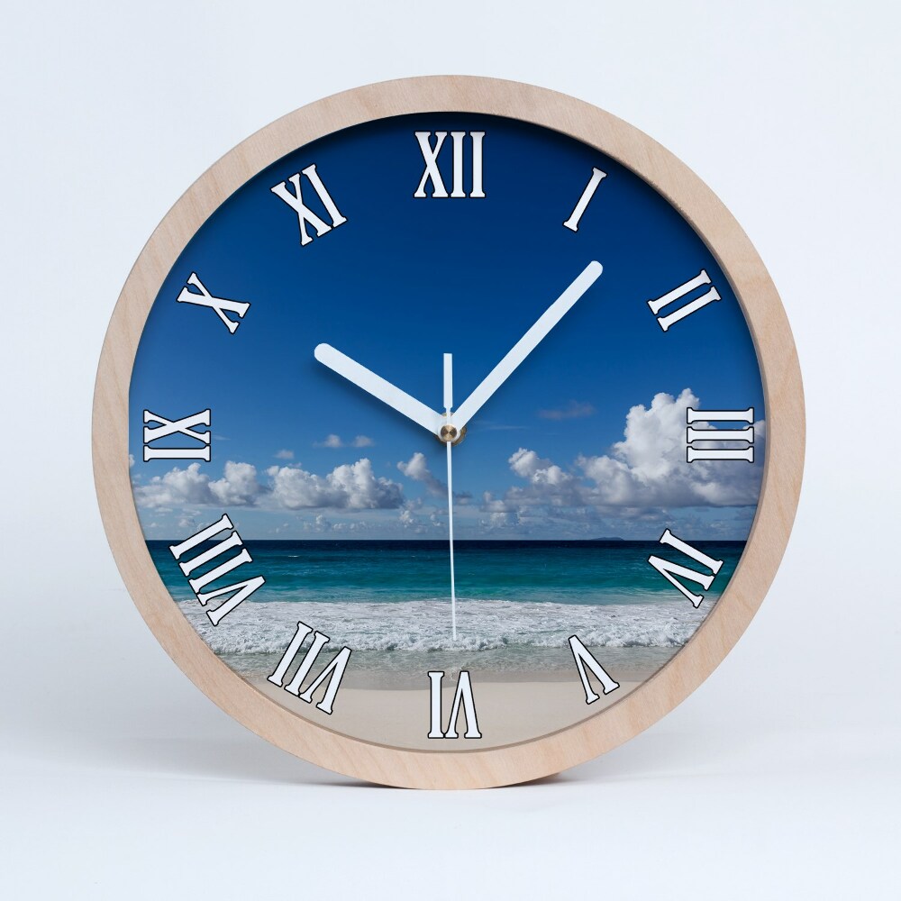 Zegar na ścianę drewniany Plaża seszele
