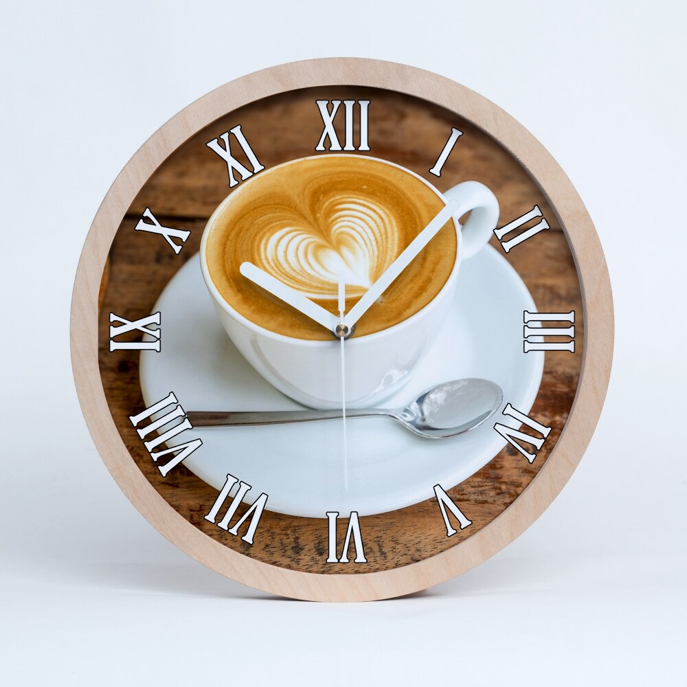 Zegar ścienny drewniany Kawa w filiżance