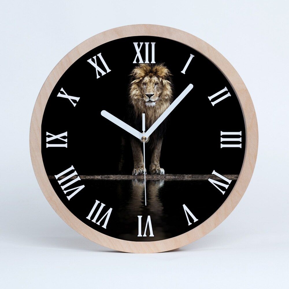 Zegar drewniany wiszący Portret lwa