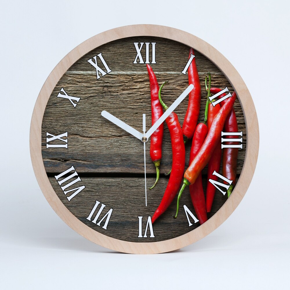 Drewniany zegar ścienny Papryczki chilli