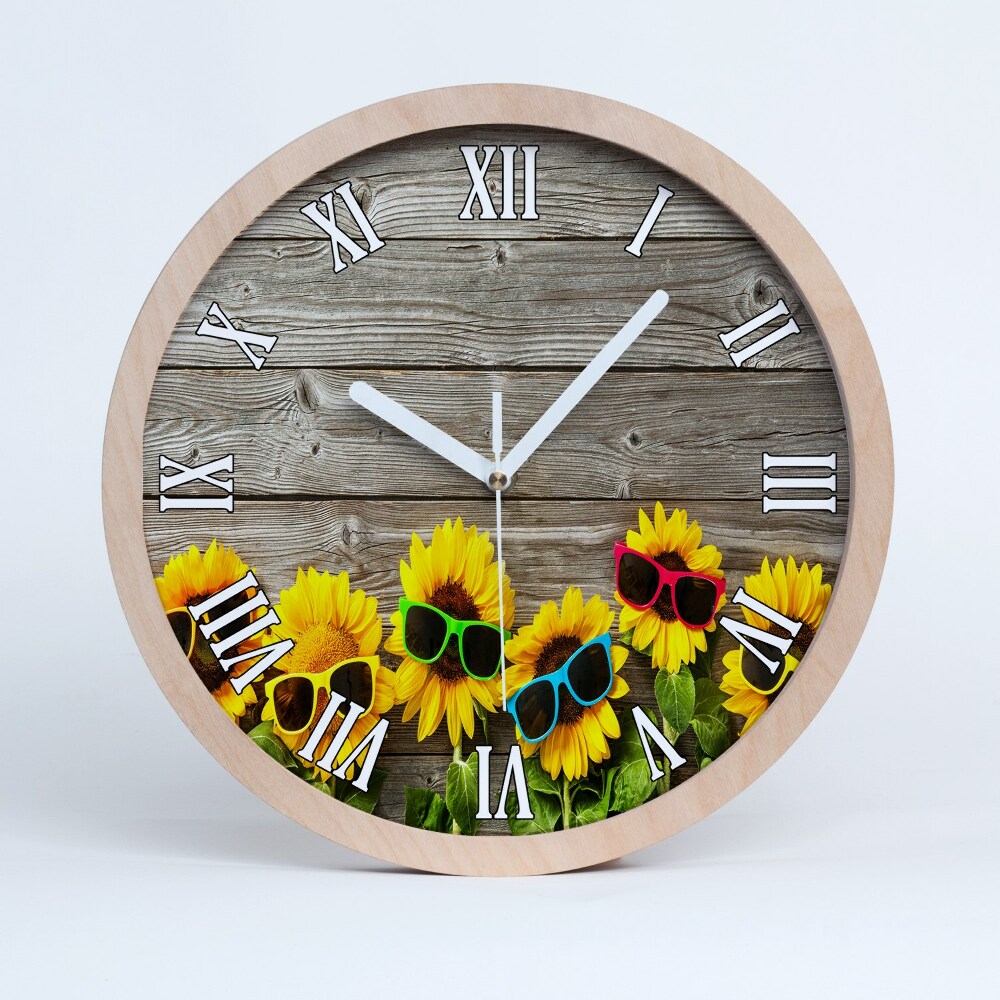 Drewniany zegar Słoneczniki