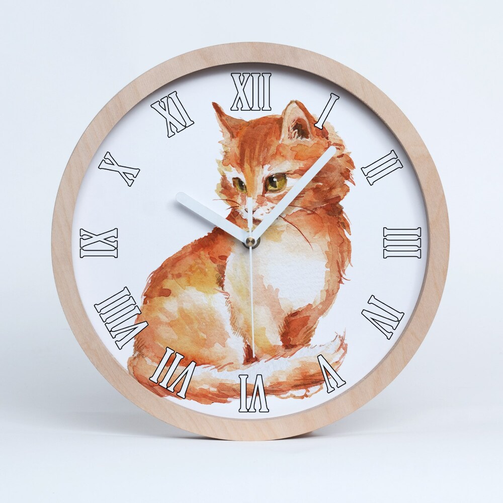 Nowoczesny zegar ścienny Rudy kot