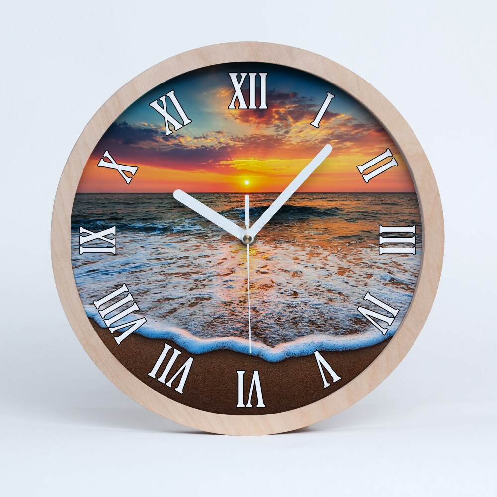 Zegar ścienny drewniany Zachód nad morzem
