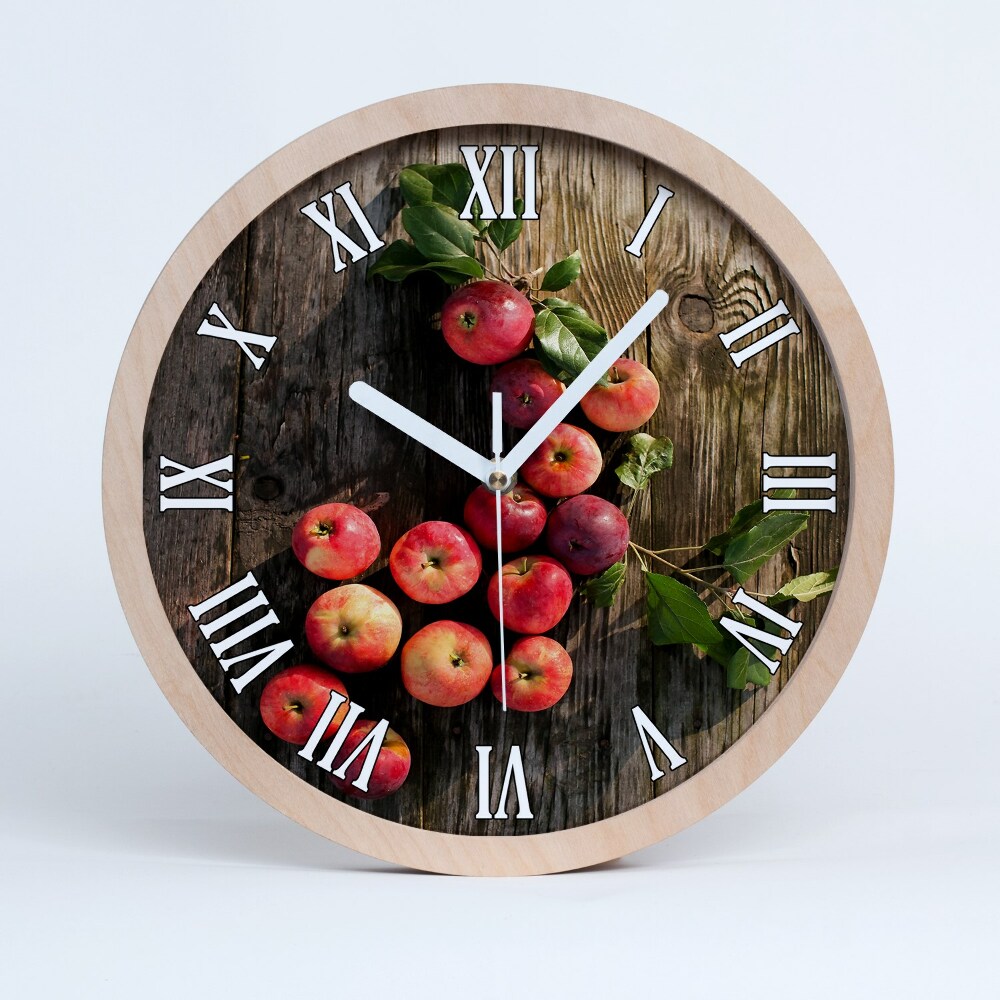 Zegar ścienny drewniany Jabłka na stole