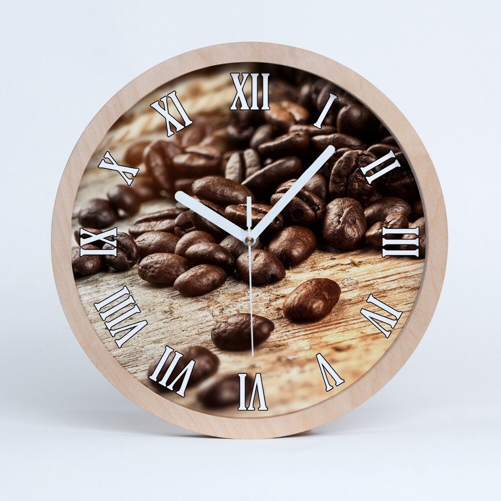 Zegar ścienny drewniany Ziarna kawy