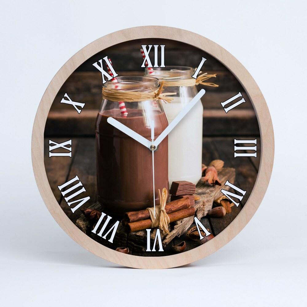 Zegar ścienny drewniany Koktajle w słoikach