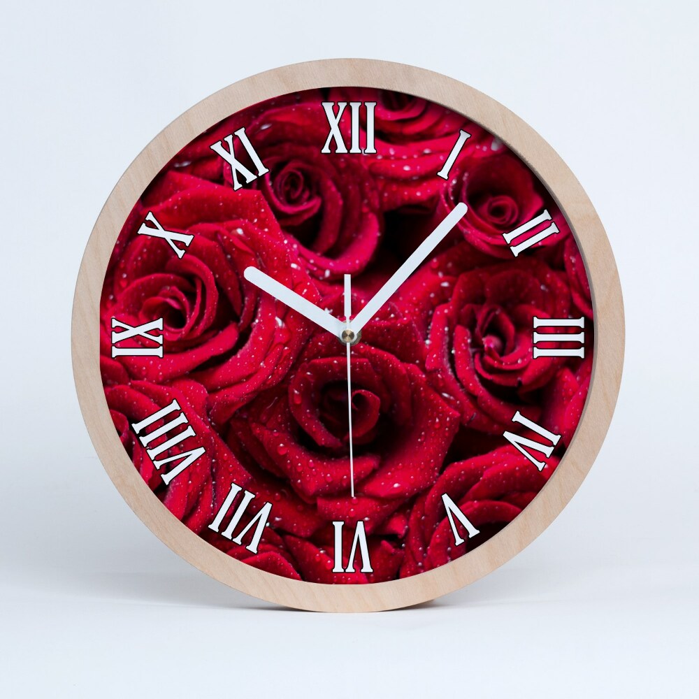 Nowoczesny zegar ścienny Krople na różach
