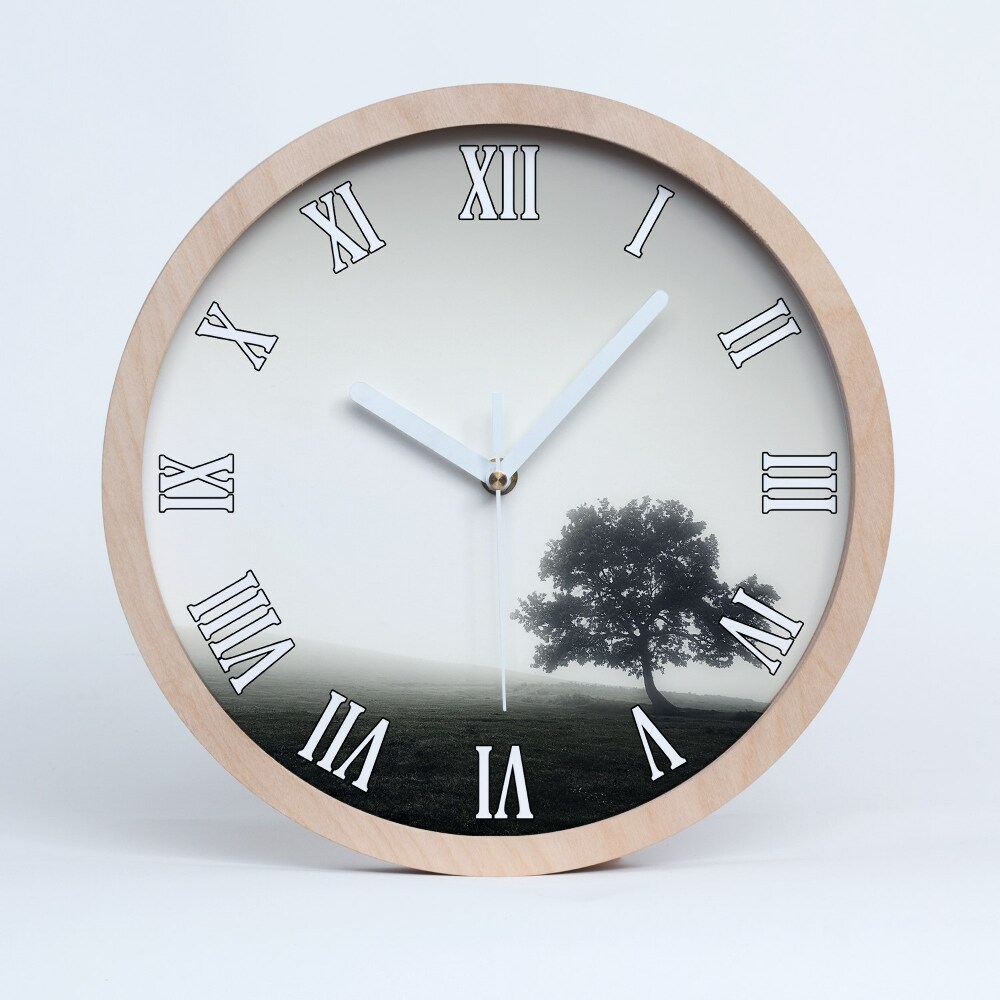 Zegar na ścianę drewniany Samotne drzewo