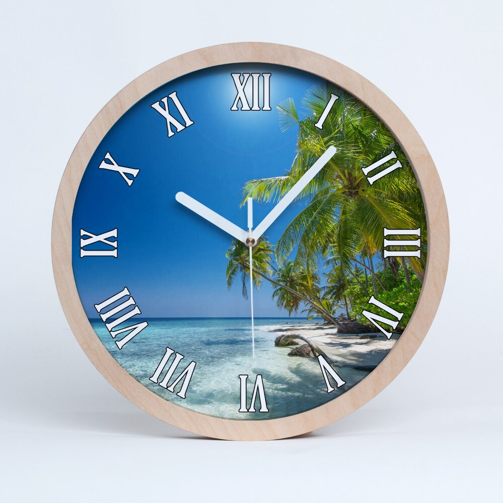Zegar drewniany Malediwy plaża
