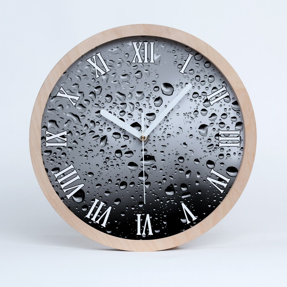 Zegar drewniany Krople wody
