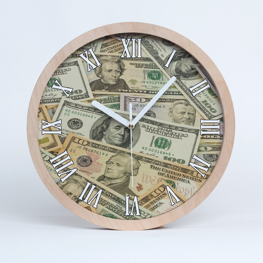 Zegar ścienny okrągły Banknoty dolarów