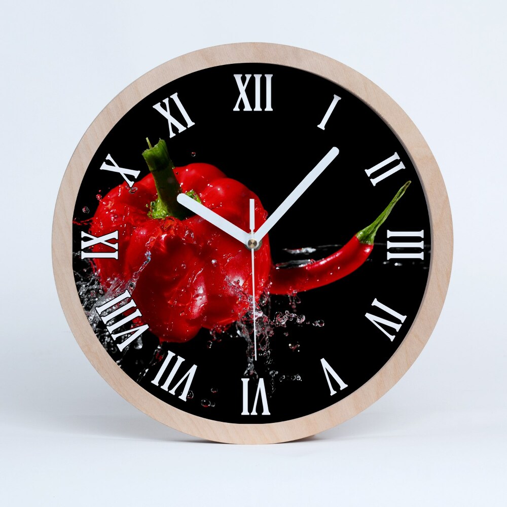Nowoczesny zegar ścienny Czerwone papryki