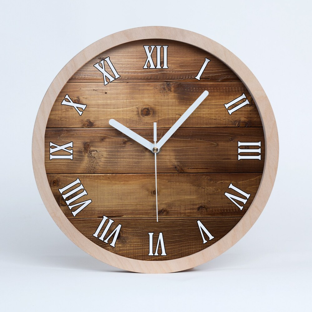 Nowoczesny zegar ścienny Drewniane tło