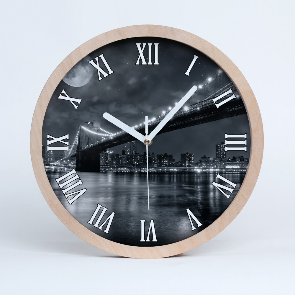 Zegar ścienny drewniany Most brookliński