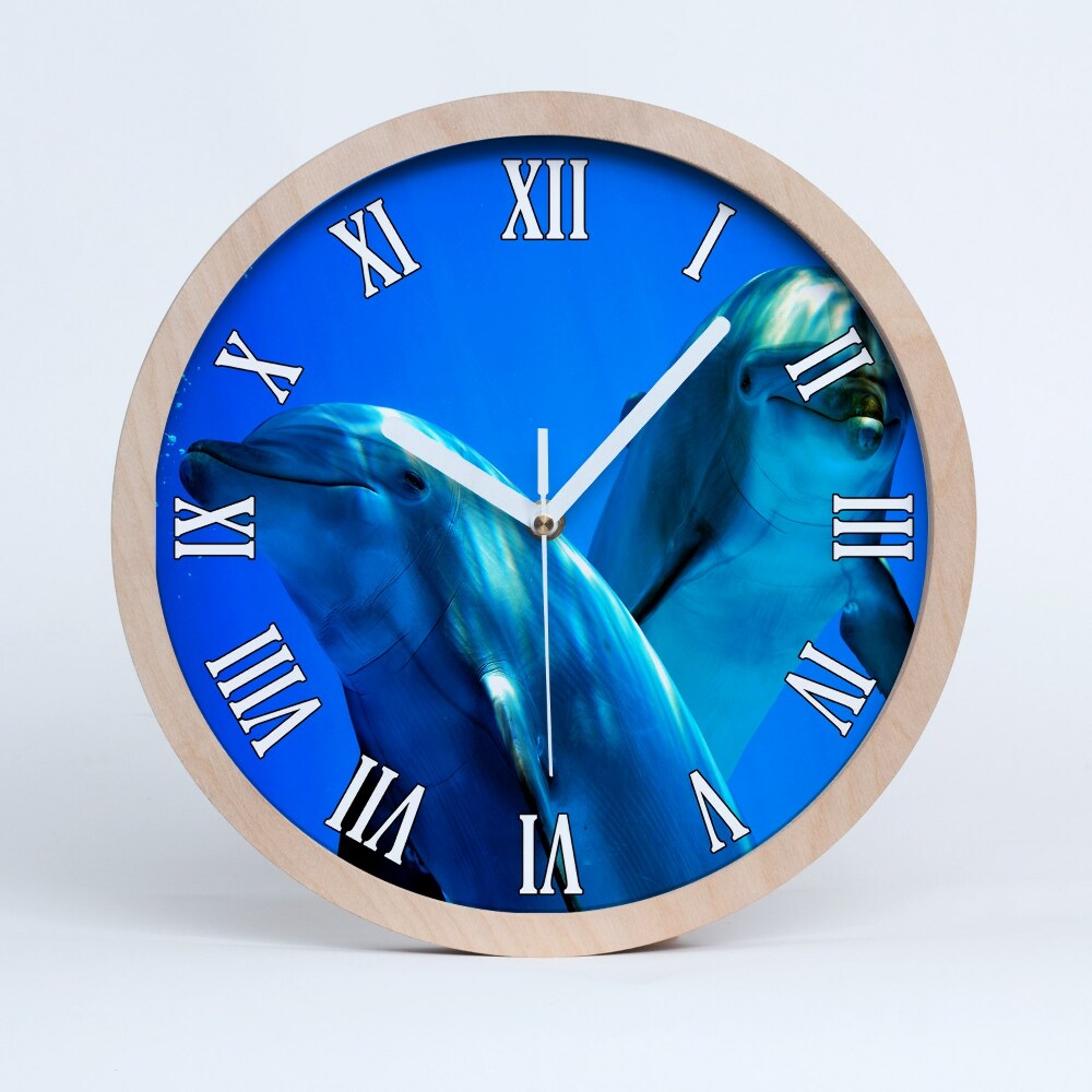 Nowoczesny zegar ścienny Dwa delfiny