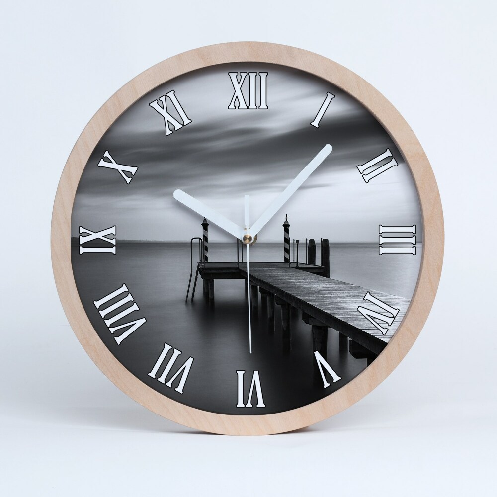 Zegar ścienny drewniany Molo nad jeziorem
