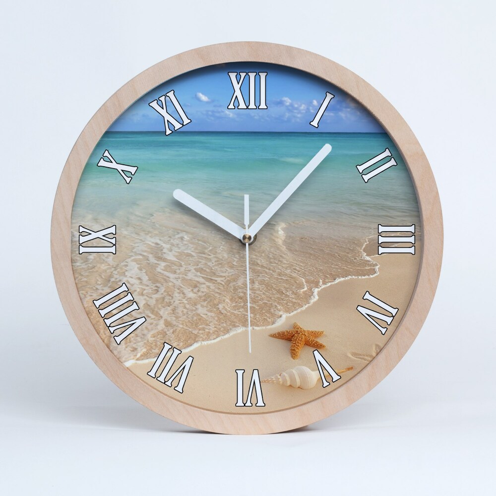 Zegar ścienny drewniany Rozgwiazda na plaży