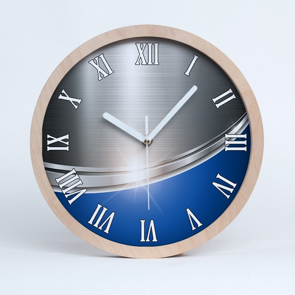 Zegar ścienny drewniany Metalowa abstrakcja