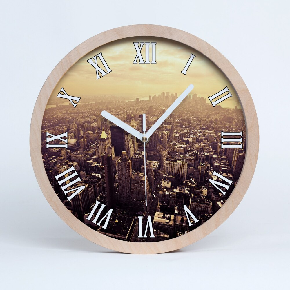 Zegar drewniany Manhattan nowy jork
