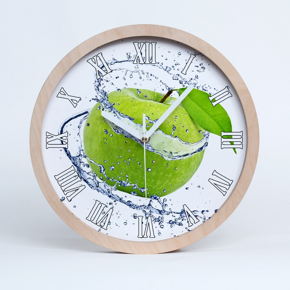 Zegar na ścianę drewniany Zielone jabłko