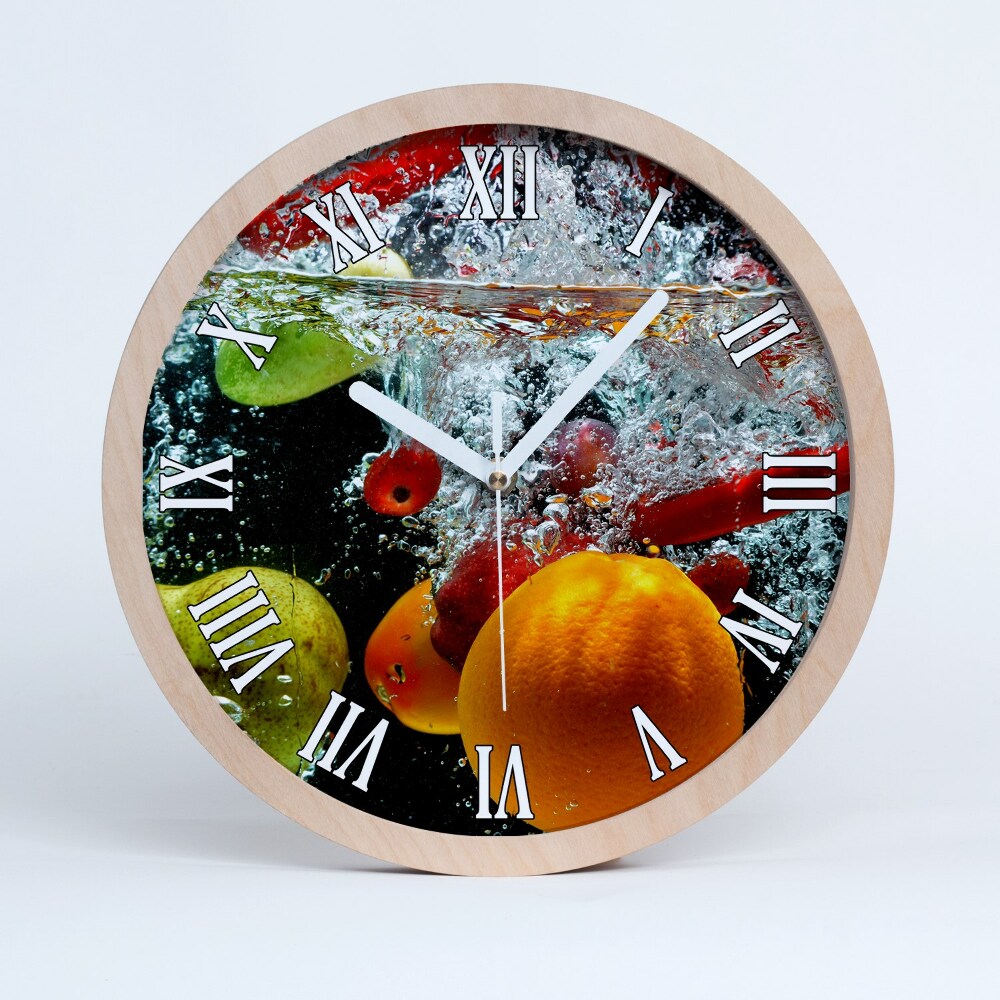 Zegar drewniany Owoce pod wodą