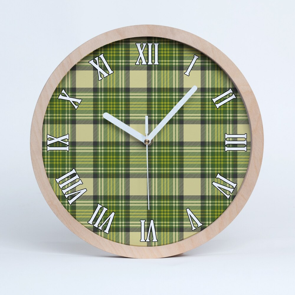 Zegar drewniany Zielona krata