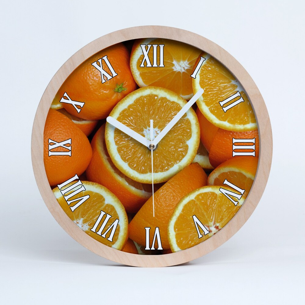 Drewniany zegar Połówki pomarańczy