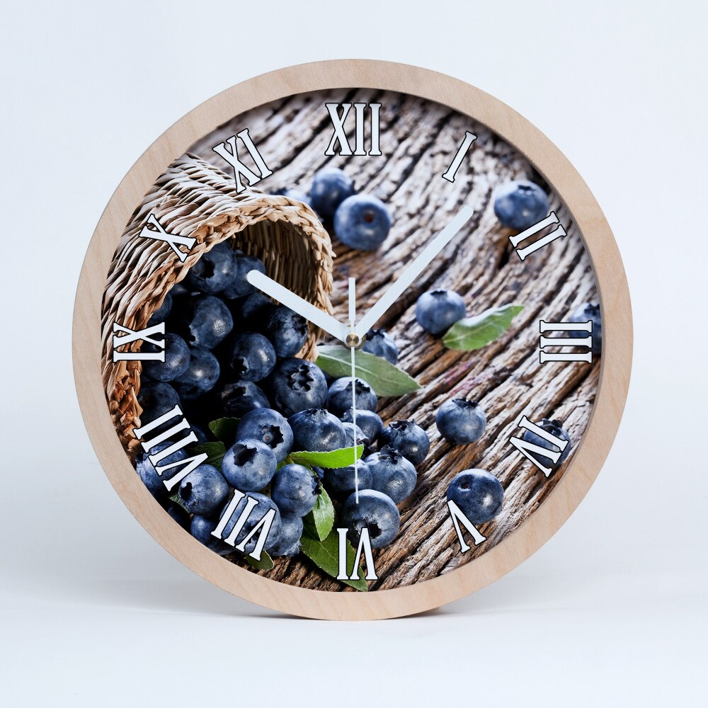 Zegar drewniany wiszący Jagody w koszu