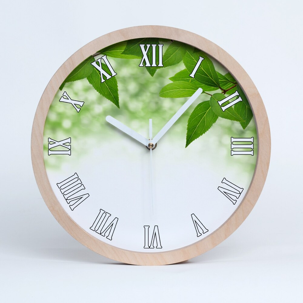 Zegar ścienny okrągły Zielone liście